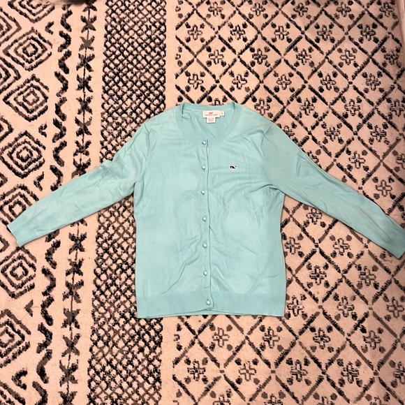 Vineyard vines teal button up sweater - Picture 4 of 7